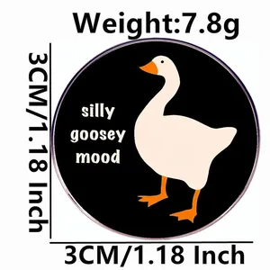 Cartoon silly goose enamel pin badge with 3cm diameter and 7.8g weight specifications