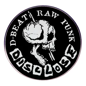 Πανκ Ροκ Μεταλλικό Σήμα Κρανίο Καρφίτσα D-Beat Raw Punk Στρογγυλό από Κράμα για Ζακέτες Τσάντες Καπέλα Κοσμήματα για Θαυμαστές της Μουσικής