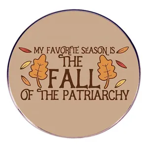 Broche Chute Du Patriarcat Badge Rond En Alliage Avec Motif Feuilles D'Automne Épingle De Déclaration Sociale Pour Homme Femme Bijoux Mode Cadeau