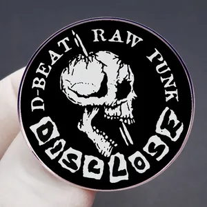 Hardcore D-beat raw punk rock σήμα με λευκό κρανίο και το λογότυπο του συγκροτήματος
