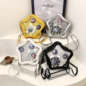 Star-shaped Ita bags with clear window in black, white, silver, and yellow colors
