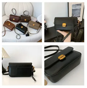 Vues détaillées de sacs à bandoulière vintage en cinq couleurs avec boucles dorées