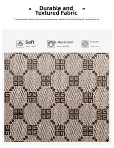 Macro detail of breathable, scratch-resistant jacquard fabric with geometric vintage pattern