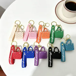 Miniature EVA beach bag keychains in nine vibrant colors with sport wristbands