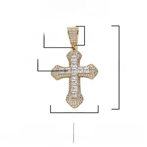 Tableau des tailles du pendentif croix hip hop en cuivre et zircons AAA+ de haute qualité