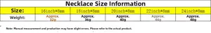 Size chart showing 8mm stainless steel ball chain necklace lengths from 16 to 24 inches