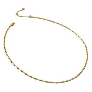 Collier chaîne serpent dorée minimaliste en laiton avec fermoir et extension