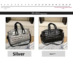 Comparaison de taille détaillée des sacs cabas matelassés argentés et noirs brillants