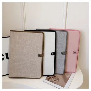 Détails de pochettes porte-documents en toile minimaliste avec fermoir en cuir à pression
