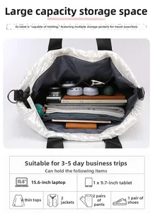 Interior view of waterproof travel bag showing compartments and storage capacity detail
