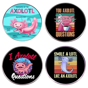 Funny Anatomy Of Axolotl Alloy Brooch Pin Cartoon Animal Pun Badge For Clothes Backpack Decorative Jewelry Gift