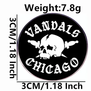 Vandals Chicago biker skull and daggers alloy pin badge for motorcycle club accessories