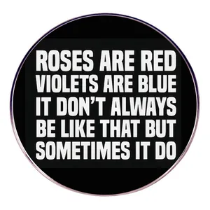 Roses Are Red Round Alloy Brooch Pin Humorous Meme Quote Black White Metal Badge Accessory For Daily Clothes Bag Decor