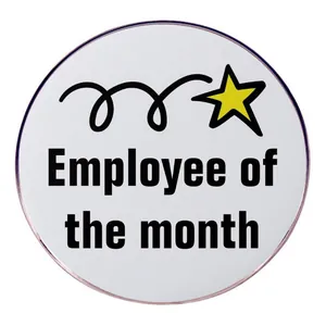 Employee Of The Month Pin Badge Alloy Round Medal Brooch Award With Yellow Star Office Recognition Jewelry Gift For Workers