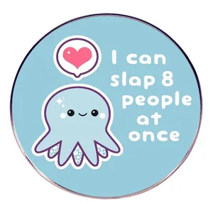 Humorous Cartoon Octopus Pin Badge Alloy Round Brooch I Can Slap 8 People At Once For Backpack Clothing Decoration Gift