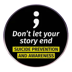 Suicide Prevention Awareness Semicolon Alloy Brooch Enamel Pin Don't Let Your Story End Inspirational Badge Jewelry Gift