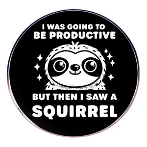 Funny Sloth I Was Going To Be Productive Slogan Alloy Brooch Pin Humorous Cartoon Animal Badge For Backpack Hat Clothes