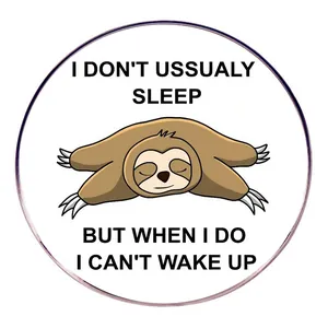 Humorous Cartoon Sloth Letter Print Enamel Pin Round Alloy Brooch Badge For Backpack Clothing Women Men Kids Jewelry Gift