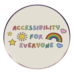 Accessibility For Everyone Round Metal Brooch Positive Slogan Alloy Pin Rainbow Sun Heart Badge For Bags Clothing Pin
