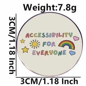 Accessibility For Everyone enamel pin badge with colorful cartoon sun and rainbow