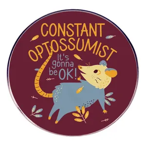 Constant Optossumist Enamel Pin Alloy Round Opossum Brooch With Motivational Text Badge For Clothes Bags Hats Jewelry Gift