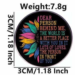 Inspirational sunflower enamel pin badge with motivational quote for daily fashion