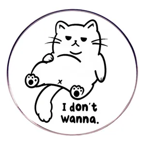 Spilla Smaltata Gatto Pigro Cartone Animato Umoristico I Don't Wanna Lettera Lega Distintivo Decorazione Per Zaino Abbigliamento Unisex Gioielli Accessorio