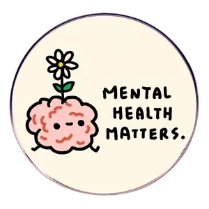 Mental Health Matters Emaille Pin Cartoon Gehirn Gänseblümchen Blume Runde Brosche Zinklegierung Abzeichen Awareness Schmuck Geschenk