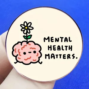 Mental Health Matters Brosche mit Cartoon-Gehirn und Gänseblümchen-Abzeichen