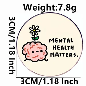 Mental Health Matters Emaille-Anstecknadel mit rosa Gehirn und Gänseblümchen-Motiv