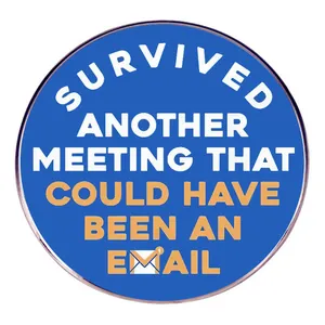 Humorous Survived Another Meeting Enamel Pin Alloy Round Badge For Office Workers Daily Accessories Gift For Coworker