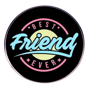Best Friend Ever Round Alloy Badge Brooch Metal Friendship Pin With Stars Lettering Decoration For Women Men Jewelry Gift