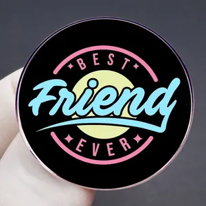 Classic black enamel Best Friend Ever brooch pin with gold details for accessories