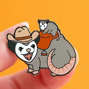 Funny Cowboy Opossum Enamel Pin Cartoon Animal Badge Western Style Alloy Brooch For Backpack Clothing Accessories Decorative Jewelry