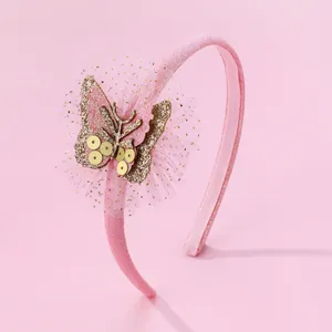 Süßes Kinder Rosa Schmetterling Haarband Mit Glitzer Pailletten Netz Prinzessin Haarschmuck Für Mädchen Party Geburtstag
