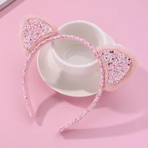 Pink Cat Ear Headband Glowing LED Luminous Hair Accessories Sequins Plush Sweet Cute Fashion Girls Party Decoration Headwear