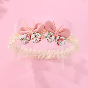 Bandeau en Dentelle Papillon 3D Doux pour Bébé Fille Bandeau Élastique avec Nœud Floral Accessoires de Cheveux Princesse