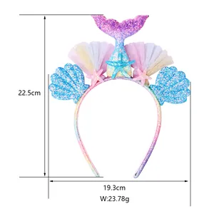 Detailed size specifications for mermaid headband featuring 22.5cm height and 19.3cm width