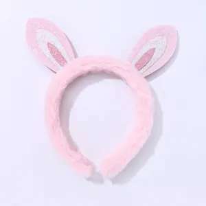 Mignon Serre-tête Oreilles De Lapin En Peluche Rose Pour Enfants Filles Oreilles Scintillantes Accessoires De Fête Cosplay