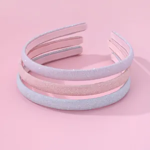 Ensemble de trois serre-têtes pailletés antidérapants en rose pastel et violet clair pour fille