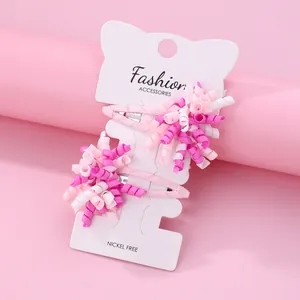 Kinder Spiralband Haarklammern Nickelfrei Metall BB Clips Lockiges Stoff Blumen Haarnadeln Für Mädchen Alltag Zubehör