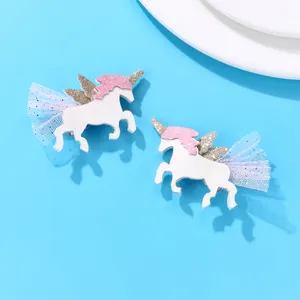 Simpatici Fermagli per Capelli a Forma di Unicorno con Glitter Mesh e Paillettes Accessori per Capelli per Bambini Ragazze Principessa