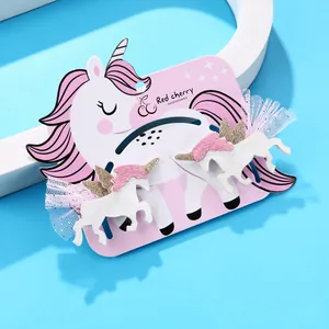 Set mollette unicorno per bambini con glitter e tulle rosa su cartoncino regalo