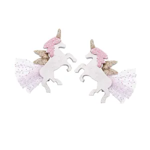 Set di fermagli per capelli unicorno glitter con pizzo in tulle rosa per bambine