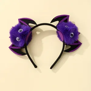Halloween purple cartoon owl headband with bat wings and googly eyes for party costume