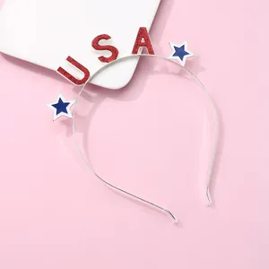 Red glitter USA letters and blue stars headband for 4th of July Independence Day