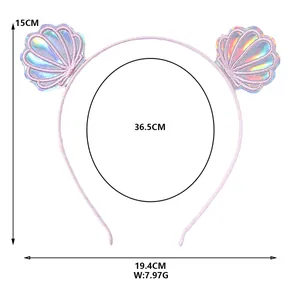 Specifiche dettagliate delle dimensioni per cerchietto rosa con conchiglie e paillettes