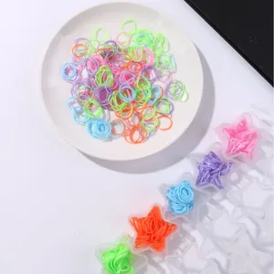 Kids Multicolor Hair Ties Set Star Shaped Storage Box High Elasticity Macaron Color Rubber Bands Sweet Hair Accessories Girls Styling