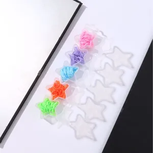 Colorful elastic hair ties set in transparent star-shaped storage boxes for girls