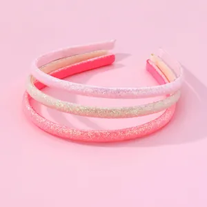 Lot de trois serre-têtes à paillettes étincelantes pour filles en rose, beige et rose